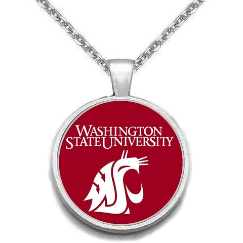 Washington State Cougars Womens Mens 925 Sterling Link Necklace With Pendant A1 Cover
