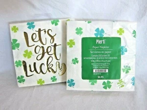 40x PIER 1 St. Patrick's Day Cocktail Bar Beverage Paper Napkins Gold Script - Picture 1 of 2