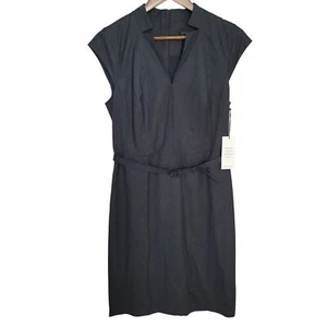 Vestido Ann Taylor Mujer Lana Tropical Cinturón Cuello Muescas Talla 10 Carbón Nuevo con Etiquetas - Imagen 1 de 8