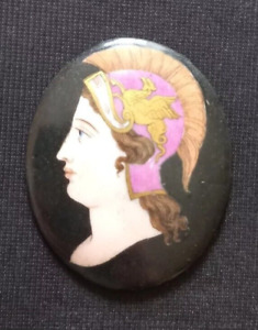 Miniature porcelaine peinte au profil de la déesse grecque Athéna d'époque 19ème