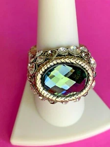 Anillo de cóctel ajuste este oeste elástico imitación místico cristal facetado - Imagen 1 de 6