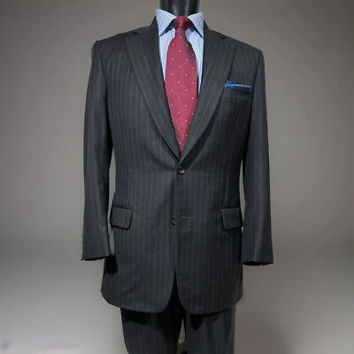 Paul Stuart Wool Gray Striped Adjustable Waist Suit Men’s Size 40 L - Image 1 of 4