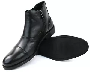 Botas negras para hombre exclusivas de cuero genuino puntera con cremallera Chukka Henry AZARMAN - Imagen 1 de 9