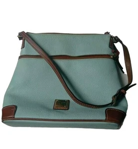 Dooney Bourke türkis genarbtes Leder Umhängetasche Serienschild Handtasche EX Raucher - Bild 1 von 11