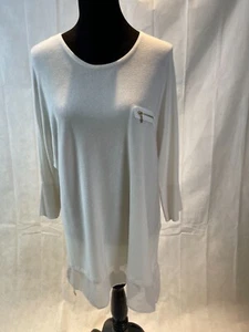 CHICOS SWEATER 3 XL PULLOVER 3/4 SLEEVES WHITE SIZE - Picture 1 of 8