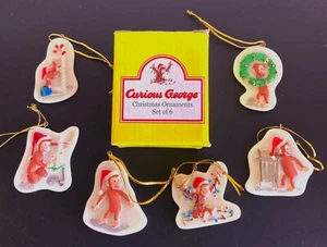 CURIOUS GEORGE Set of 6 Christmas Ornaments NIB - Picture 1 of 6