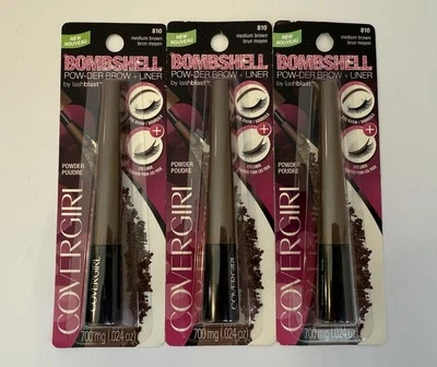 3 X CoverGirl Bombshell POW-der Brow & Liner Eyebrow Powder ~ Medium Brown 810 - Image 1 of 2
