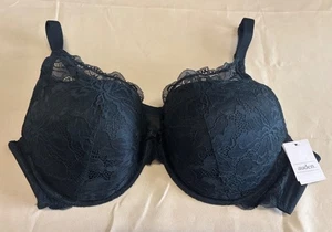 Auden BH 46D schwarz Spitze Plunge Abdeckung Push Up Bügel NEU verstellbare Träger - Bild 1 von 13