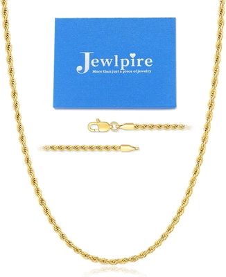 Silver Rope Chain/14K Gold Plated Chain Necklace for Men, 2.5Mm 3Mm 4Mm Chains f - Image 1 of 4