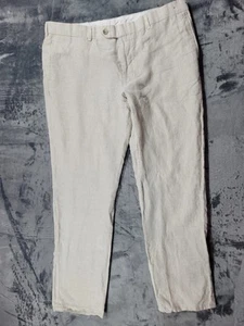 Nordstrom Linen Pants Men's 38R Off White Ormezzano Italy Trousers Preppy - Picture 1 of 13