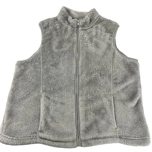 Croft & Barrow Gray Zip Up Sleeveless Soft Fleece Vest Pockets Large - Picture 1 of 9