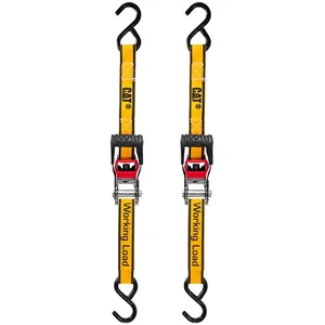 Cat 2 Piece 1 Inch x 12 Feet Ratchet Tie Down Set with Soft Loops (500/1500) - - Picture 1 of 6