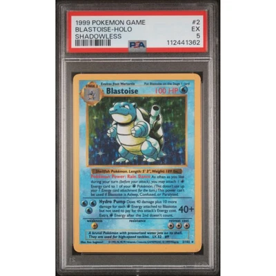 1999 POKEMON BASE SET SHADOWLESS #2 Blastoise-HOLO PSA 5 - Image 1 of 2