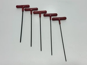 Snap-On  USA 5pc AWBCG Series Red Comfort Grip T-Handle LONG Hex BALL Wrench Set - Picture 1 of 11
