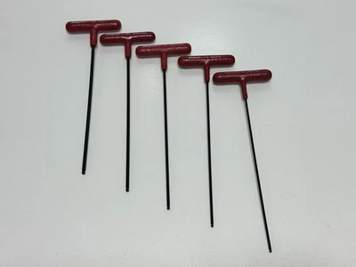 Snap-On  USA 5pc AWBCG Series Red Comfort Grip T-Handle LONG Hex BALL Wrench Set - Image 1 of 4