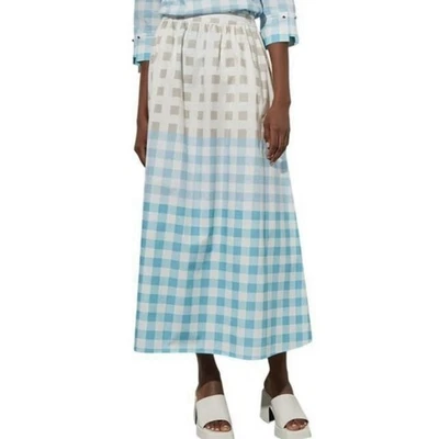 MING WANG Gingham Midi Maxi Skirt Medium Poplin Plaid Checkered Pockets NWT $210 - Image 1 of 4