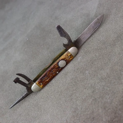 Vintage Remington Boy Scout BSA Pocket Knife Bone Handles 1924-1933 4 Blade USA - Image 1 of 4