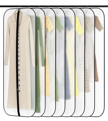 Kleidersack 8-Stück Lang 60CM×160CM Transparent Anzug Kleidersäcke mit Reißve... - Bild 1 von 4