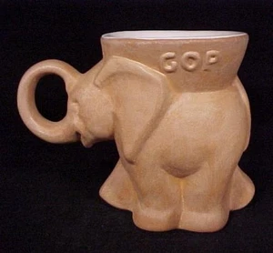 Taza de café Frankoma GOP 1980 taza elefante partido político republicano cerámica - Imagen 1 de 5
