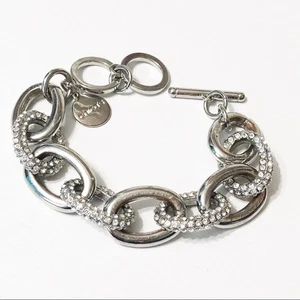 Chico’s Silver & Pave Crystal Link Bracelet - Picture 1 of 5