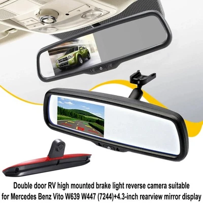 Rear View Mirror Monitor+Rear View Camera Brake Light for Benz Vito W639 W447 - Image 1 of 4
