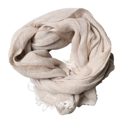 DOLCE & GABBANA Scarf Beige Linen Neck Wrap Men Shawl Fringe 183cm x 73cm 320usd - Image 1 of 4