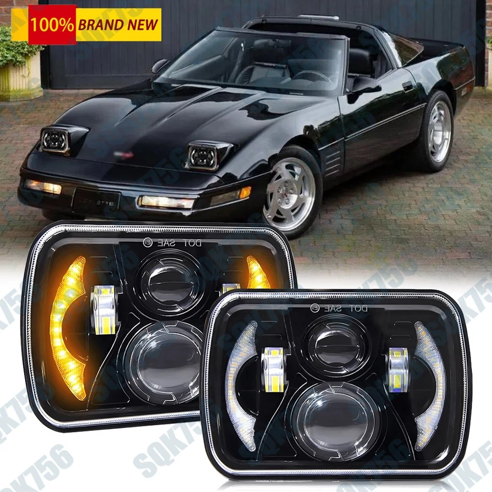Faro LED DRL Turn 2 piezas punto 7x6 pulgadas para Chevy Corvette 1984-1996 S10 1982-93 Foto 1 de 4