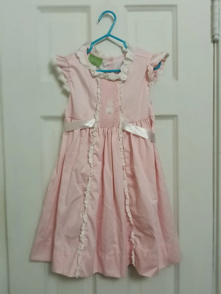 Vestido Jersey Clásico Cabricho Conejito Calado Rosa Pálido Niña 6 Delantal de Pascua E3 Foto 1 de 4