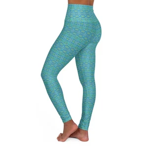 Leggings Yoga Vita Alta Fitness | Modello in Turchese e Giallo (RP-828-83) - Foto 1 di 25