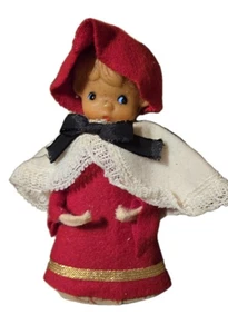 Caroler Holiday Decorazione Natalizia Feltro Cartone Teste Plastica Giappone Vintage - Foto 1 di 7
