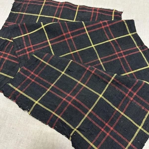 Boro Japanese Old Vintage Cloth Japan Plaid Silk Tsumugi Kimono Fabric Scrapbook - Picture 1 of 4
