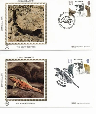GB 1982 FOUR BENHAM FIRST DAY COVERS & INFO. CARDS     "CHARLES DARWIN" - Image 1 of 2