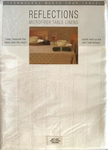 Reflections Microfiber Table Linens White Oblong Tablecloth 60x84 New - Picture 1 of 3