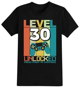Men's 30th 40th 50th 60th 70th 80th 2023 Birthday T-Shirt Level Unlocked Gift - Picture 1 of 7