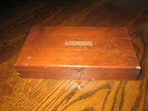 Vtg EMPTY Starrett Wood Storage Box Mahogany 7 5/8x 1 1/4 x 14 3/8 - Picture 1 of 10