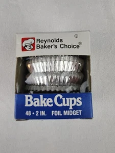 Vintage Reynolds Baker’s Choice Midget Size Foil Midget Bake Cups 2 Inch 48 Ct - Picture 1 of 6