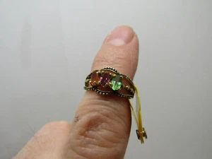 F NEW SAMPLE MOTHERS RING CHILDRENS BIRTHSTONES RING JEWELERY 3 STONE FAKE - Picture 1 of 2