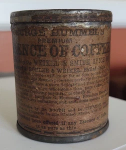 Antigua ración ORIGINAL de la Guerra Civil George Hummel esencia de lata de café y etiqueta - Imagen 1 de 7