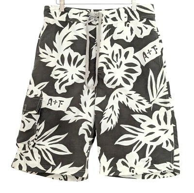 Abercrombie Fitch board shorts 33 green long Hawaiian floral nylon 90s Y2K - Image 1 of 4