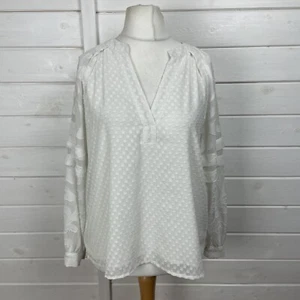VINCE CAMUTO Top Womens Size Medium Ivory White Balloon Sleeves Floral Chiffon - Picture 1 of 11