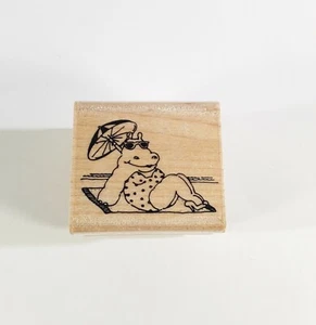 Rubber Stampede  Bathing Beauty 036-C Hippo Rubber Stamp - Picture 1 of 6