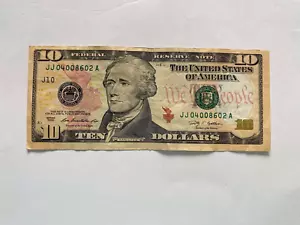 USA Real Money $10 paper money TEN DOLLARS Serial number JJ 04008602 A 2009 USA - Picture 1 of 3