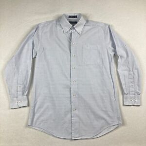 Nautica Men's Dress Light Grey Plaid Shirt 15 32/33 100% Cotton