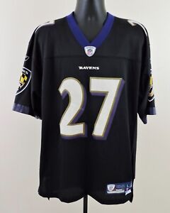 RAY RICE #27 Baltimore Ravens Mens Large Reebok Sewn NFL Length +2 Jersey EXC