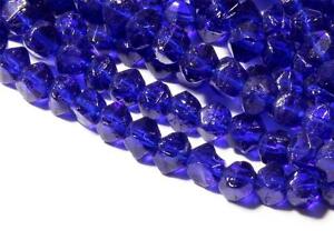 Hank (300) Czech vintage Sapphire blue English cut glass beads 4.5mm
