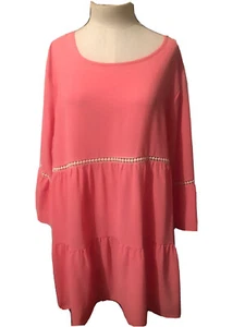 Boutique plus spin donna corallo pesca baby doll tunica floreale top manica a campana 3xl - Foto 1 di 7