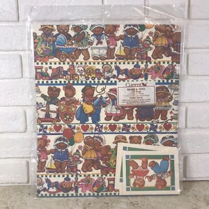 Confezione regalo orsi e giocattoli attuali vintage sigillata NOS 2 fogli/2 carte regalo 1984 - Foto 1 di 24