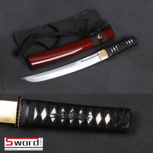  Self-defense Samurai Tanto Knife Carbon Steel Japanese Sword Dark Red Scabbard - Picture 1 of 11