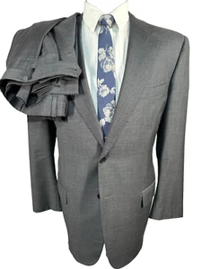 EUROMODA Mens Gray ITALIAN Super 120s Wool Flat Front Suit 40R Jacket 36x29 Pant - Picture 1 of 13