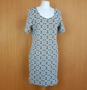 Topshop Dress Tall Grey Stretch Above Knee Geometric UK 16L - Picture 1 of 7